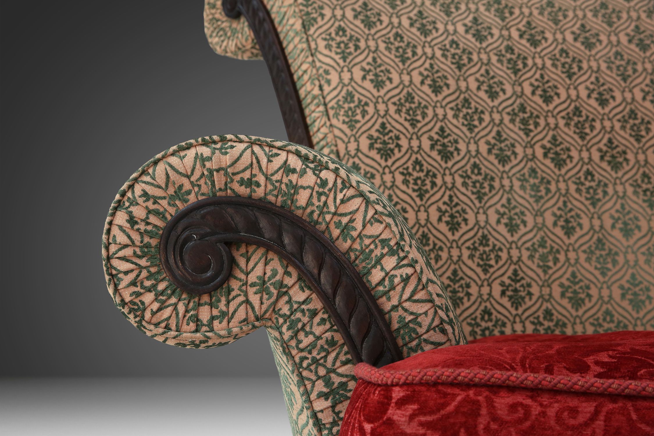 Extra large Victorian sofa and ottoman 1890thumbnail